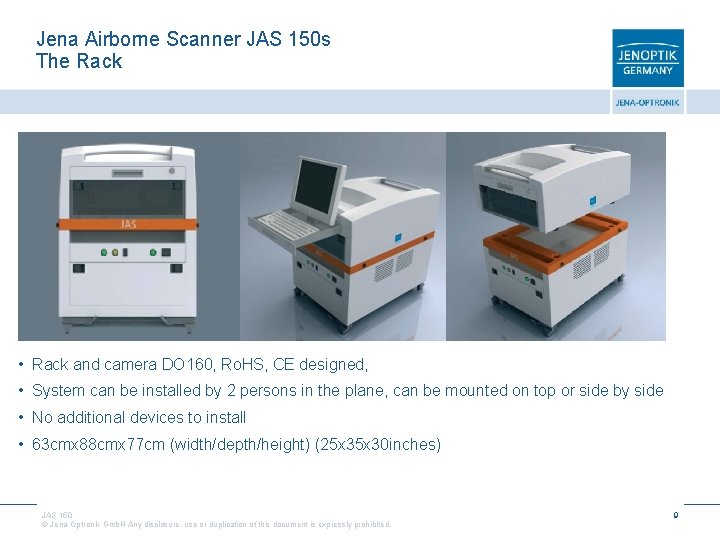 Jena Airborne Scanner JAS 150 s The Rack • Rack and camera DO 160,