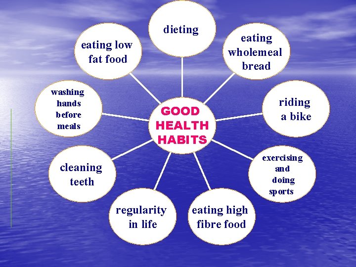 dieting eating low fat food washing hands before meals eating wholemeal bread GOOD HEALTH