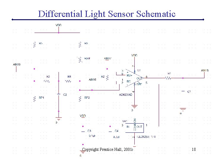 Differential Light Sensor Schematic Copyright Prentice Hall, 2001 18 