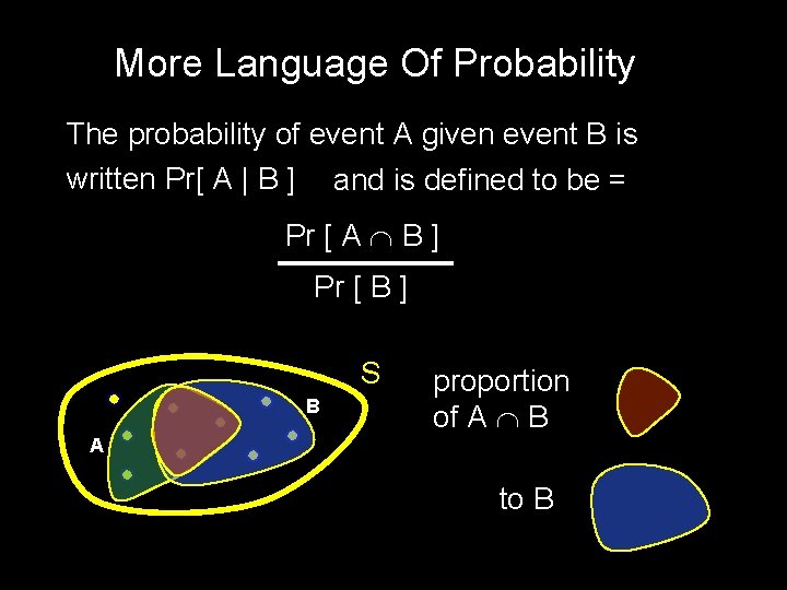 More Language Of Probability The probability of event A given event B is written