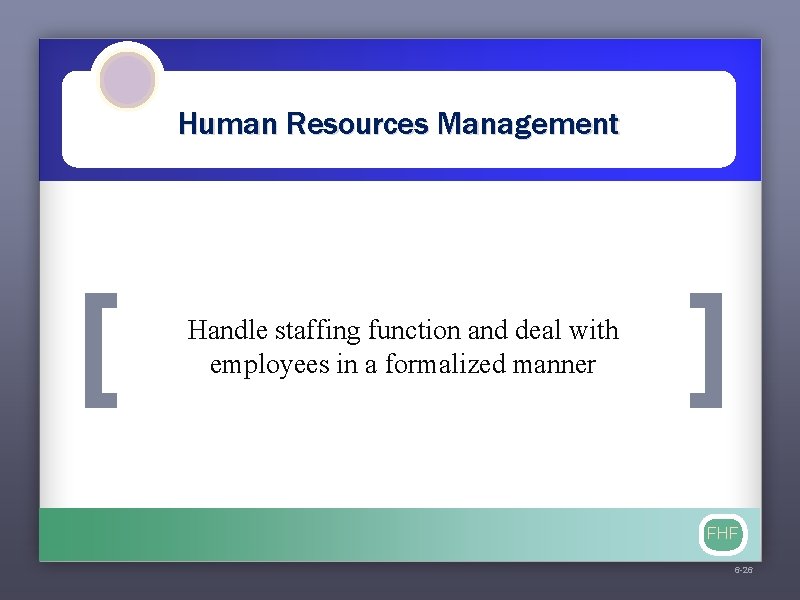 Human Resources Management [ Handle staffing function and deal with employees in a formalized