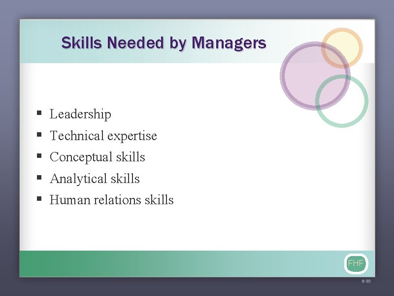 Skills Needed by Managers § § § Leadership Technical expertise Conceptual skills Analytical skills