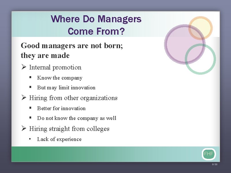Where Do Managers Come From? Good managers are not born; they are made Ø