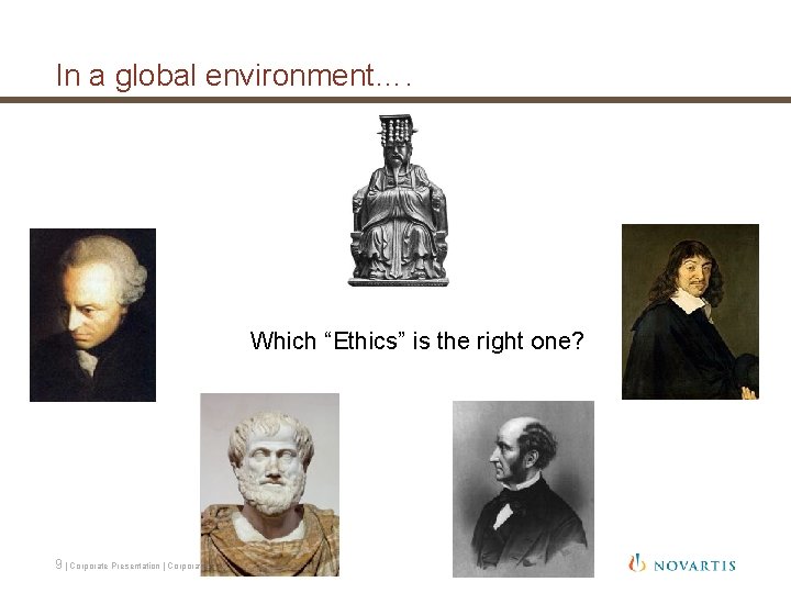 In a global environment…. Which “Ethics” is the right one? 9 | Corporate Presentation