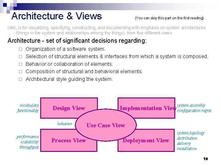 Architecture & Views (You can skip this part on the first reading) UML is