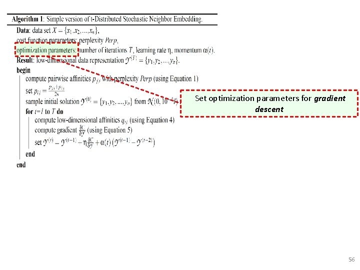 Set optimization parameters for gradient descent 56 Set optimization parameters for gradient descent 56