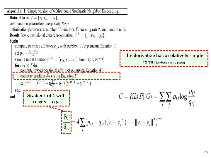 The derivative has a relatively simple form: (derivation in the paper) Gradient of C The derivative has a relatively simple form: (derivation in the paper) Gradient of C