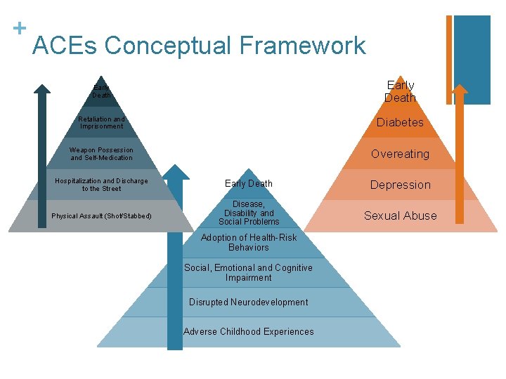 + ACEs Conceptual Framework Early Death Retaliation and Imprisonment Diabetes Weapon Possession and Self-Medication