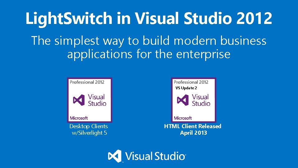Light. Switch in Visual Studio 2012 The simplest way to build modern business applications
