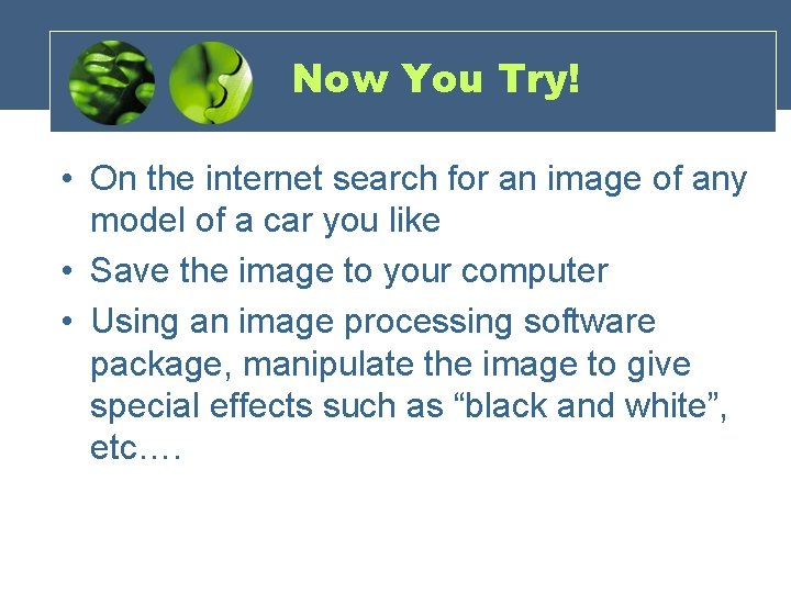 Now You Try! • On the internet search for an image of any model