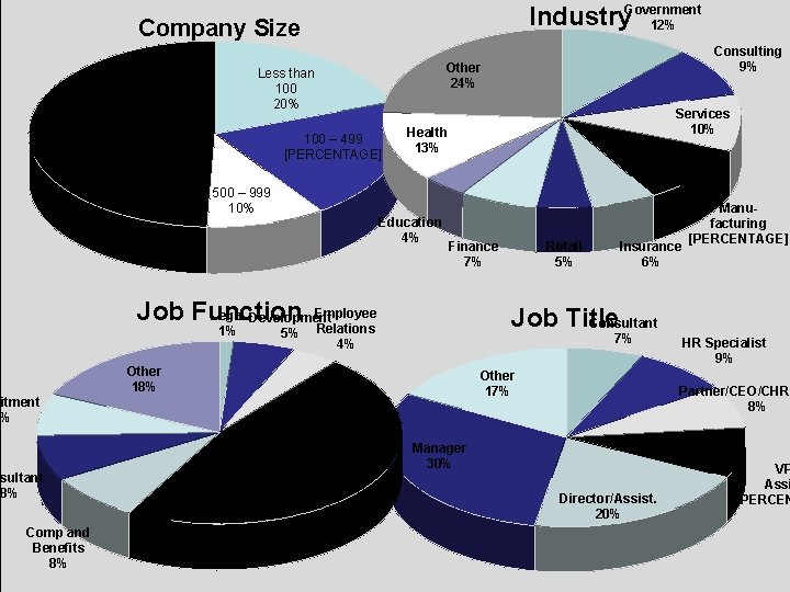 Industry. Government 12% Company Size Other 24% Less than 100 20% Over 1000 49%