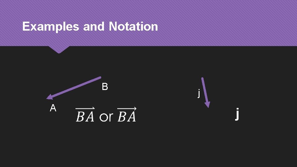 Examples and Notation B A j j 