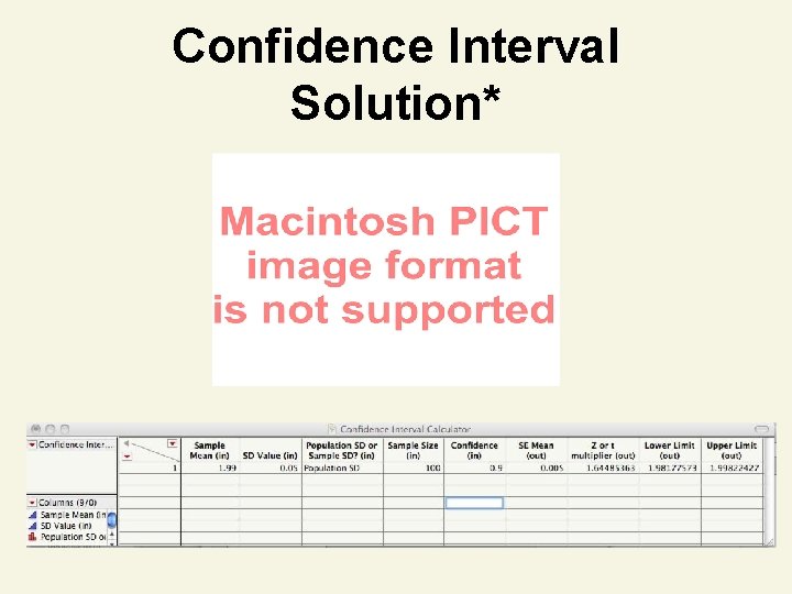 Confidence Interval Solution* 
