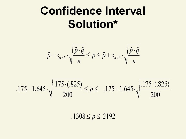 Confidence Interval Solution* 
