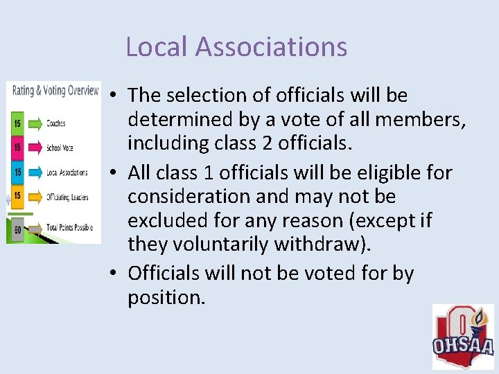 Local Associations • The selection of officials will be determined by a vote of