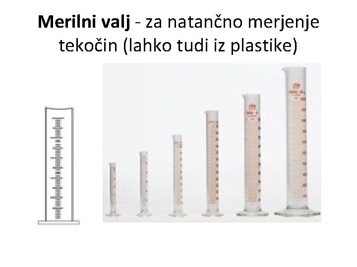 Merilni valj - za natančno merjenje tekočin (lahko tudi iz plastike) 