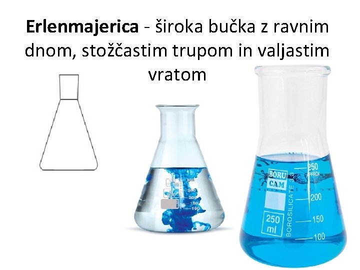 Erlenmajerica - široka bučka z ravnim dnom, stožčastim trupom in valjastim vratom 