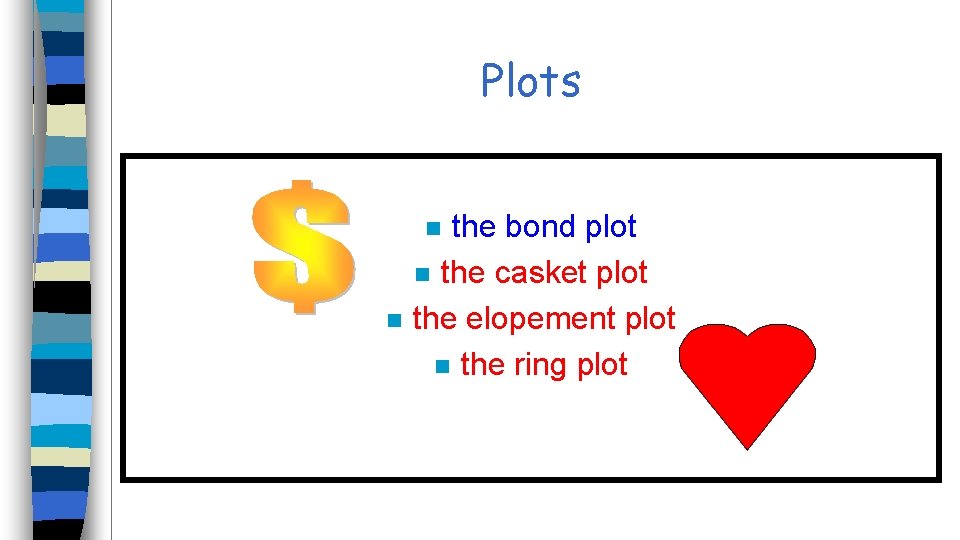 Plots the bond plot n the casket plot the elopement plot n the ring