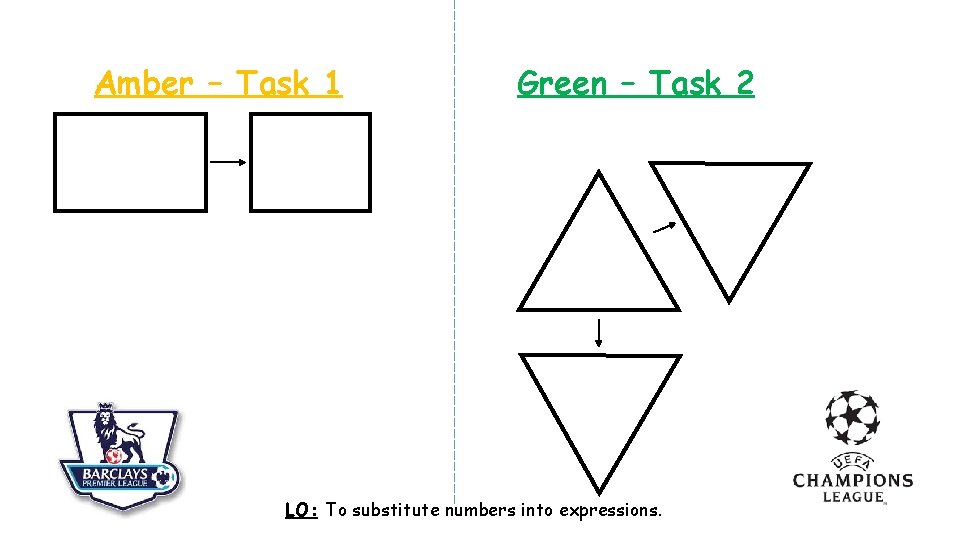 Amber – Task 1 Green – Task 2 LO: To substitute numbers into expressions.