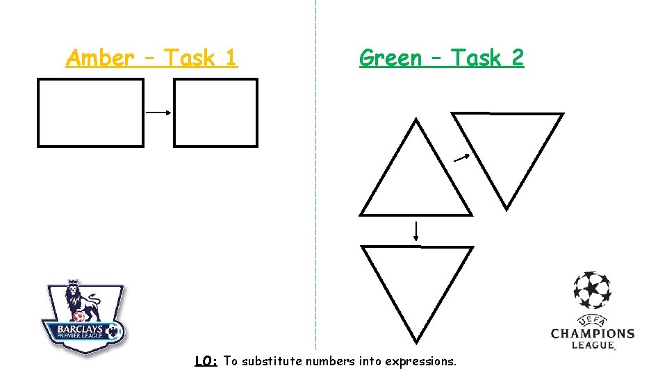 Amber – Task 1 Green – Task 2 LO: To substitute numbers into expressions.