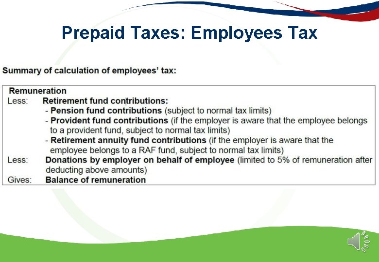 Prepaid Taxes: Employees Tax 