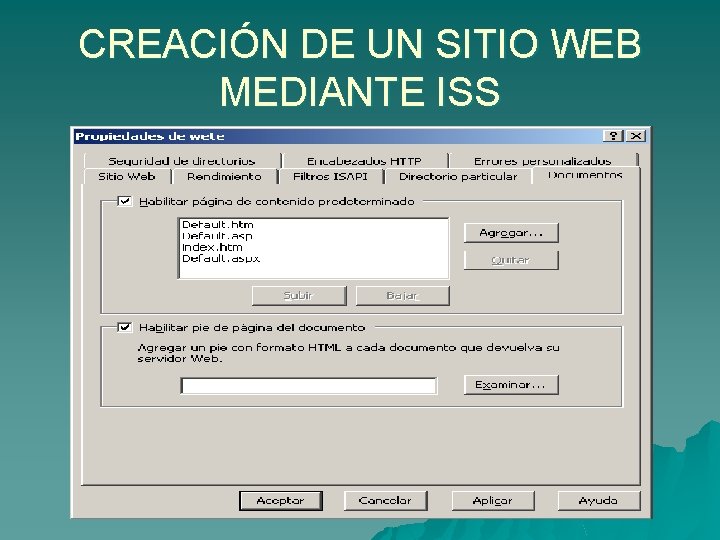 CREACIÓN DE UN SITIO WEB MEDIANTE ISS 