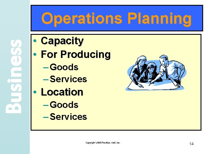 Business Operations Planning • • Capacity For Producing – Goods – Services • Location