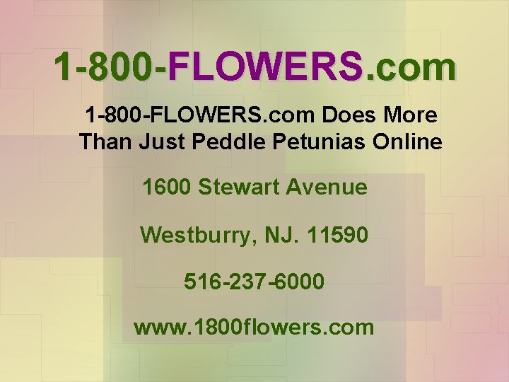 1 -800 -FLOWERS. com Does More Than Just Peddle Petunias Online 1600 Stewart Avenue