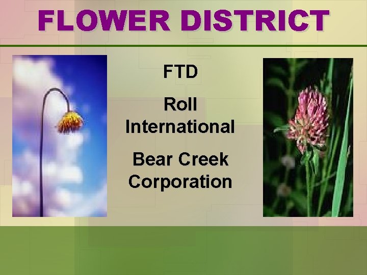 FLOWER DISTRICT FTD Roll International Bear Creek Corporation 