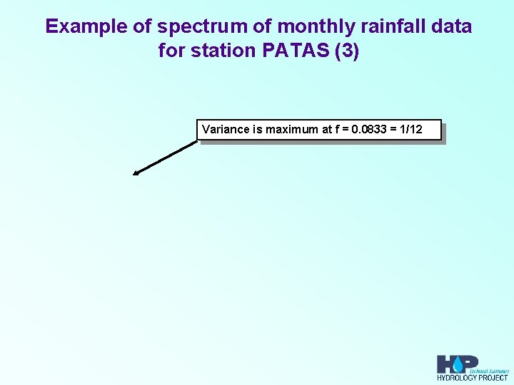 Example of spectrum of monthly rainfall data for station PATAS (3) Variance is maximum