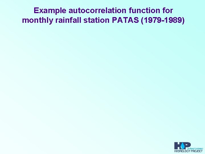 Example autocorrelation function for monthly rainfall station PATAS (1979 -1989) 