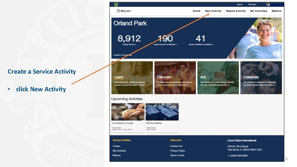 Create a Service Activity • click New Activity 3 