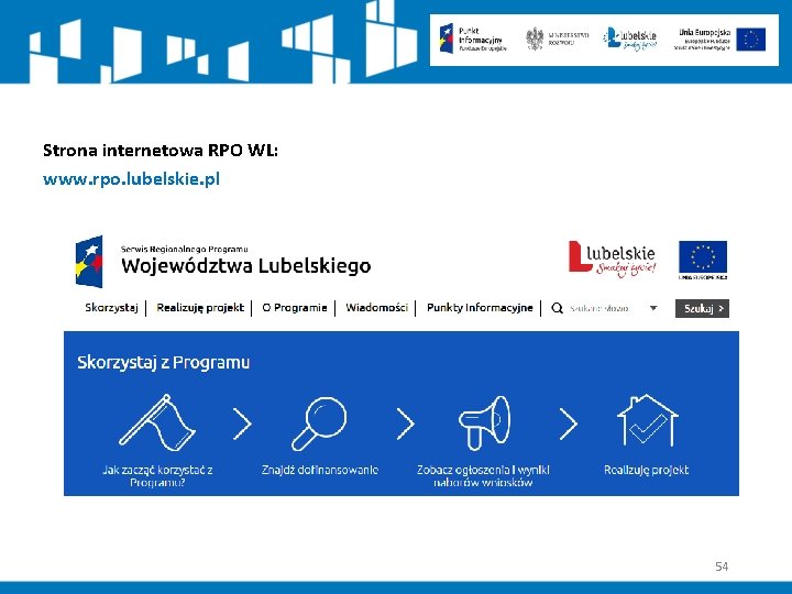 Strona internetowa RPO WL: www. rpo. lubelskie. pl 54 