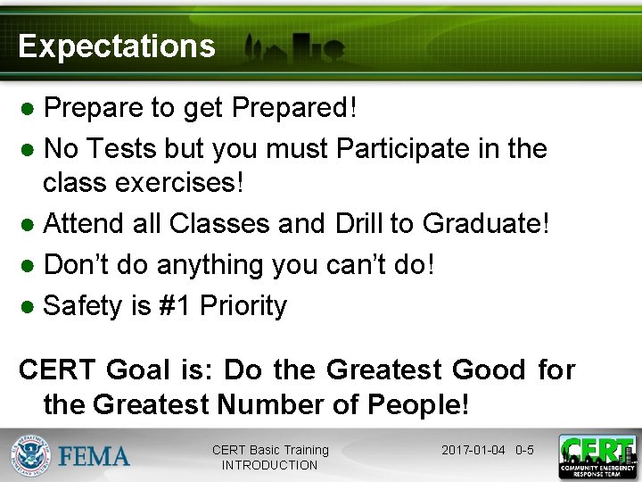 Expectations ● Prepare to get Prepared! ● No Tests but you must Participate in