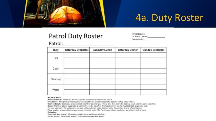 4 a. Duty Roster 