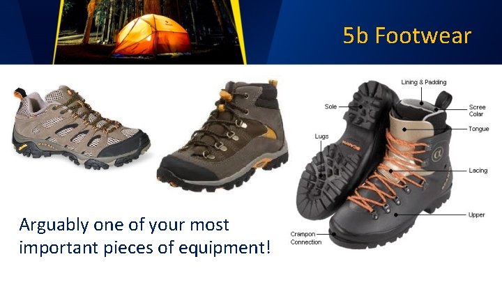 5 b Footwear Arguably one of your most important pieces of equipment! 