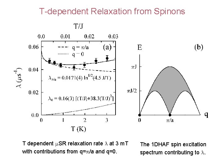 T-dependent Relaxation from Spinons T dependent m. SR relaxation rate l at 3 m.