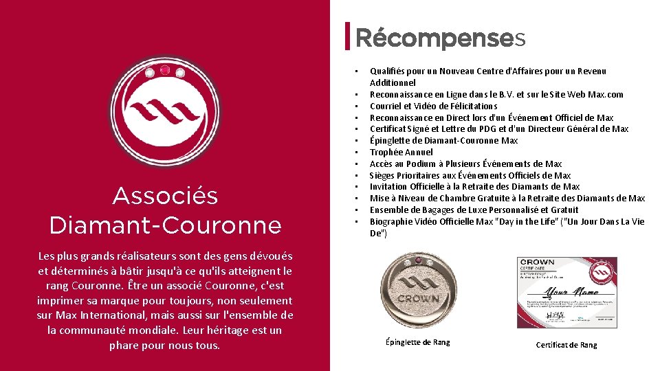 Récompenses • Associés Diamant-Couronne Les plus grands réalisateurs sont des gens dévoués et déterminés