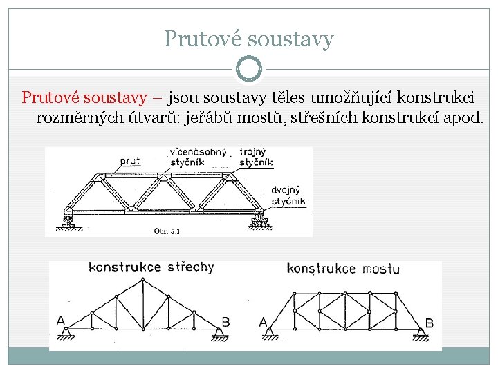 Prutové soustavy – jsou soustavy těles umožňující konstrukci rozměrných útvarů: jeřábů mostů, střešních konstrukcí