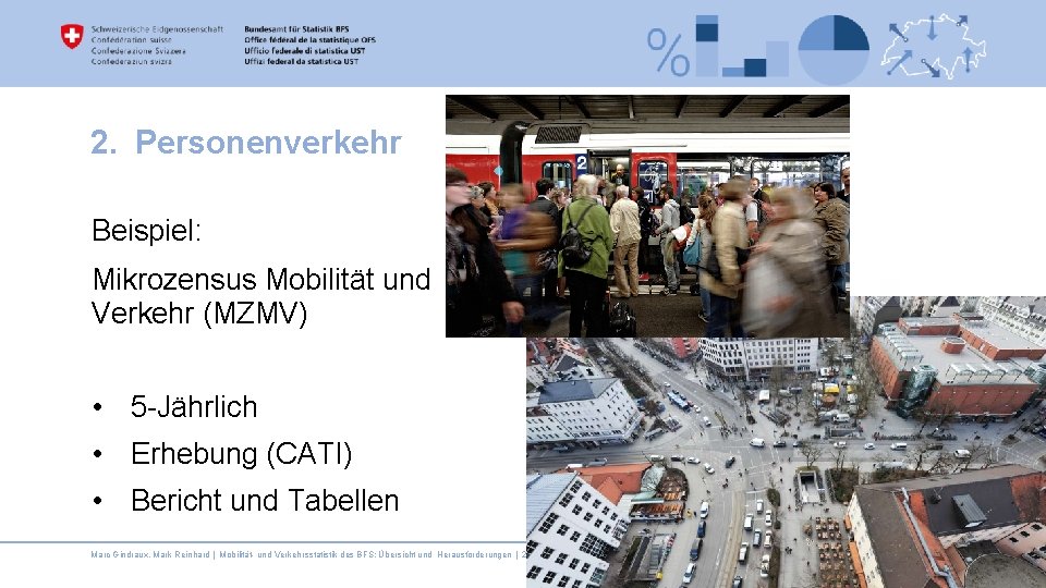 2. Personenverkehr Beispiel: Mikrozensus Mobilität und Verkehr (MZMV) • 5 -Jährlich • Erhebung (CATI)