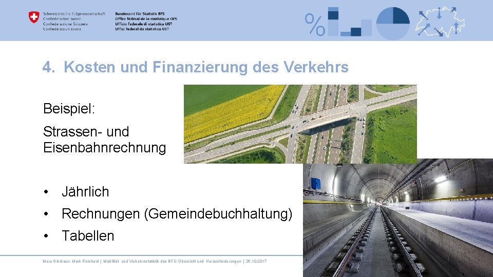 4. Kosten und Finanzierung des Verkehrs Beispiel: Strassen- und Eisenbahnrechnung • Jährlich • Rechnungen
