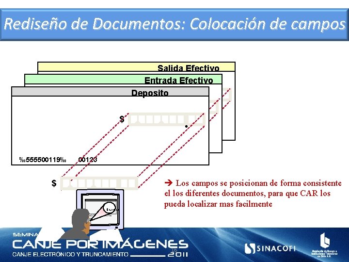 Rediseño de Documentos: Colocación de campos Salida Efectivo Entrada Efectivo Deposito . $ ‰