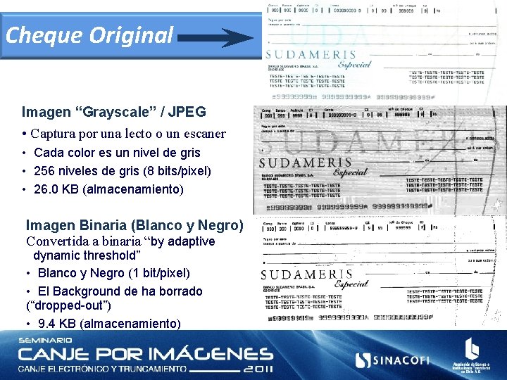 Cheque Original Imagen “Grayscale” / JPEG • Captura por una lecto o un escaner