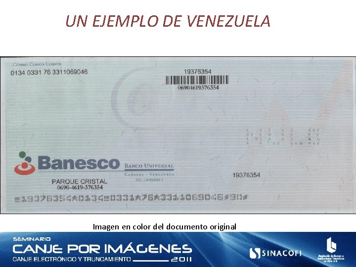 UN EJEMPLO DE VENEZUELA Imagen en color del documento original 