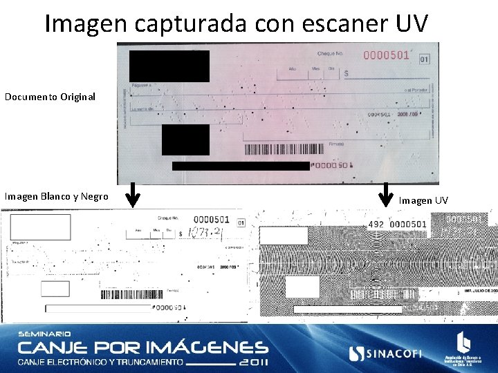 Imagen capturada con escaner UV Documento Original Imagen Blanco y Negro Imagen UV 