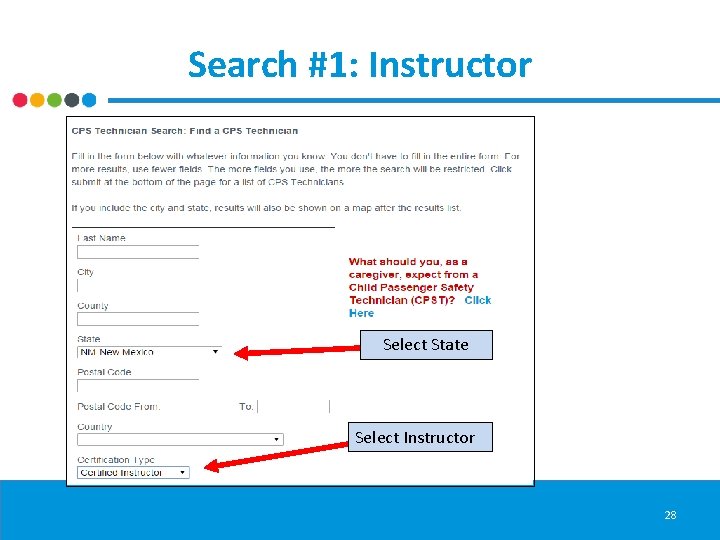 Search #1: Instructor Select State Select Instructor 28 