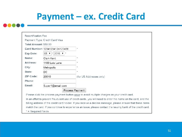Payment – ex. Credit Card 51 
