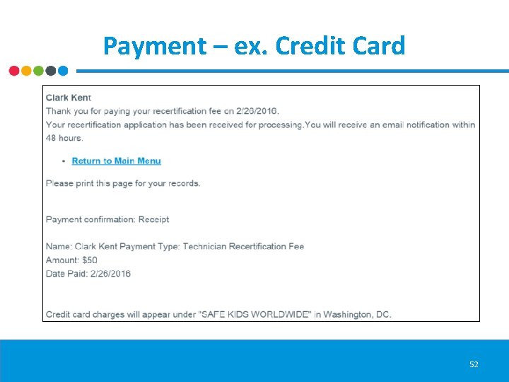 Payment – ex. Credit Card 52 