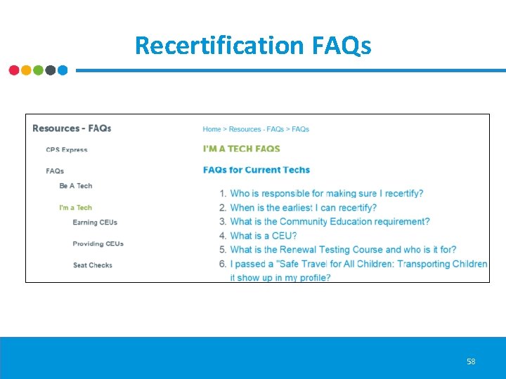 Recertification FAQs 58 