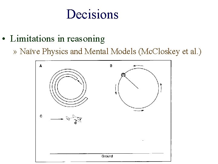 Decisions • Limitations in reasoning » Naïve Physics and Mental Models (Mc. Closkey et
